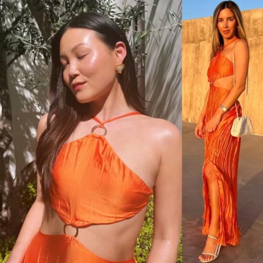 Baobab Collection Backless Orange Cutout Maxi Dress - Picture 5 of 9